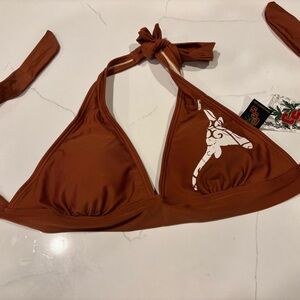 Texas Longhorns/NWT-Brown Triangle Bikini Top